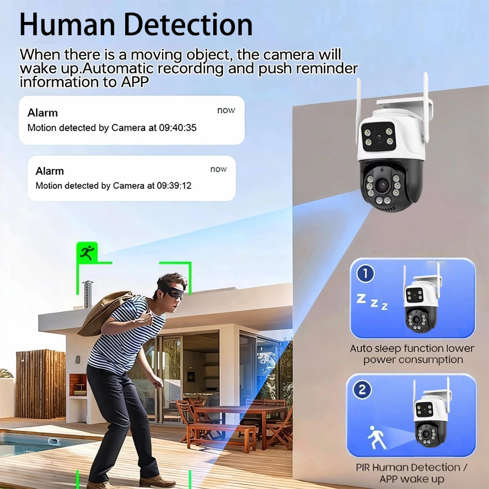 8MP Security Camera System IP Camera Wifi PTZ Camera Outdoor CCTV Color Night Vision Recordable System NVR Kit XMEye ICsee
