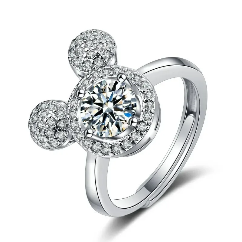 D color sparkling chic zircon ring couplewomen's ring starry gemstones, cute Mickey jewelry.