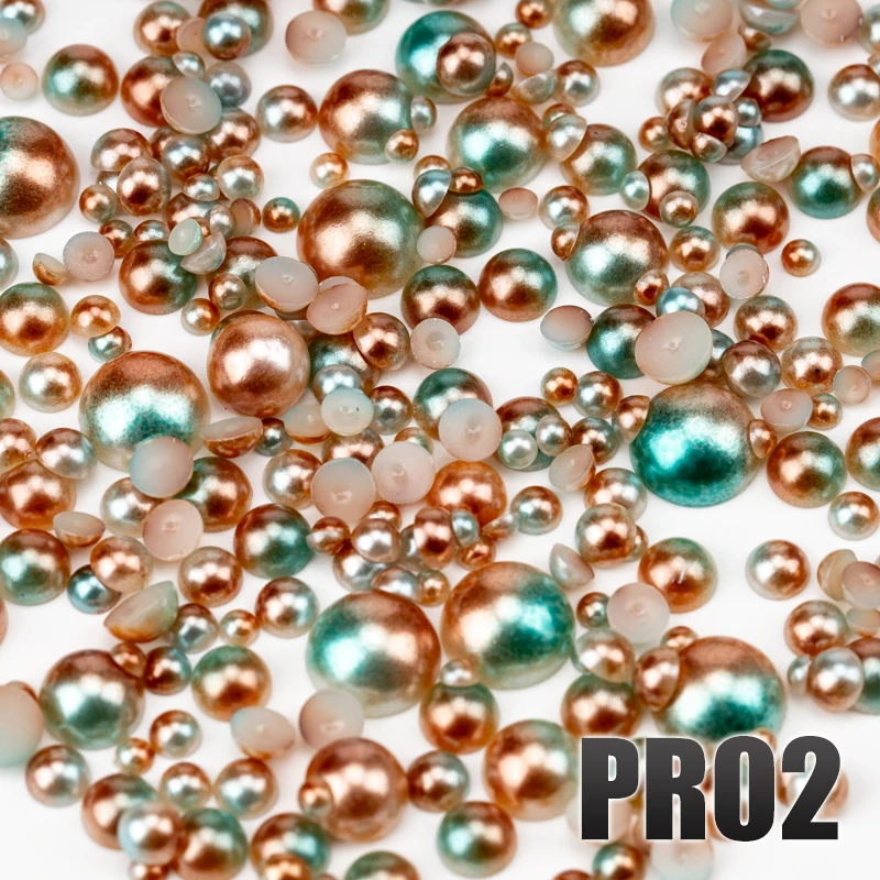 VDD 200g Großhandel, gemischte Größen 3-10mm, Meerjungfrauenfarbe, ABS-Imitationsperlen, halbrunde Flachrückseite, Perlen für Bastelarbeiten, DIY, Nagelkunst-Zubehör – Detail 4