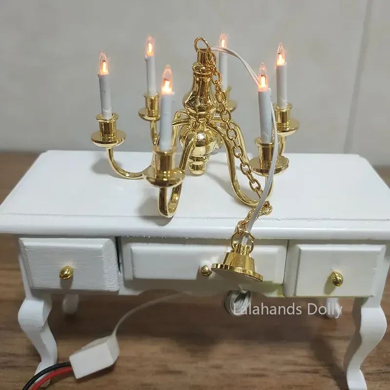 Mini casa de muñecas a la moda, candelabro brillante, lámparas de casa de muñecas, accesorios de decoración, muebles de casa de muñecas, juguetes, 1:12, nuevo, 1 ud.