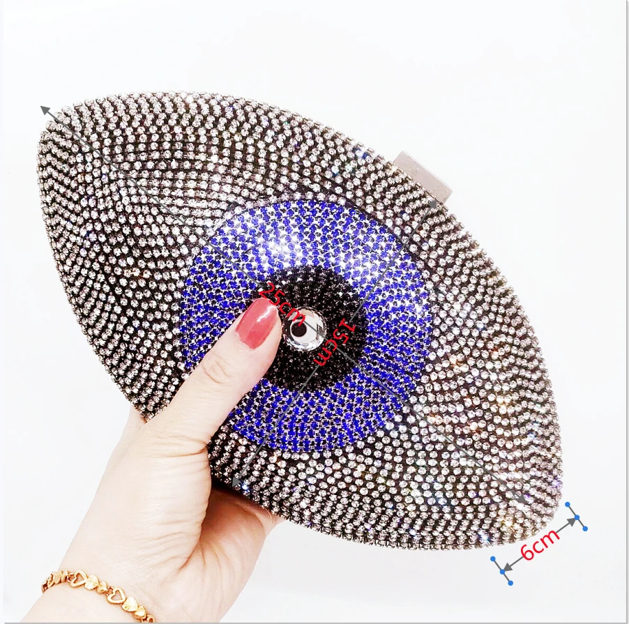 DG PEAFOWL  Eye Clutch Crystal Evening Bags Hard Case Metal Minaudiere Rhinestone Handbags Wedding Party Purse Women Clutch bags