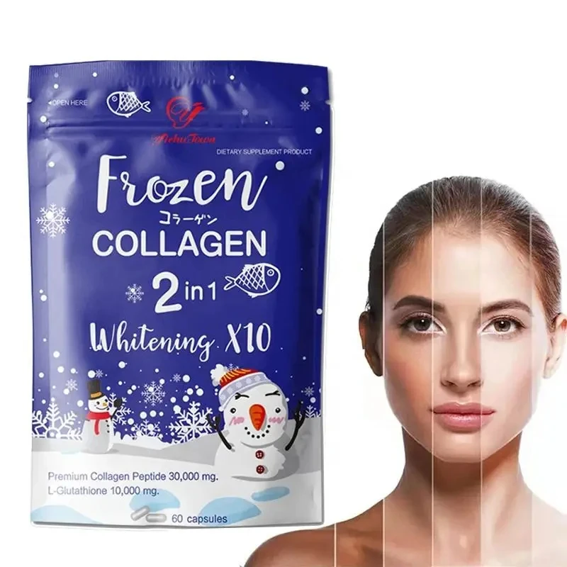 

1 Sachets de 60 Capsules de Collagène Glacé, Blanchiment, Glutathion, 10000mg, SAP, Acné, Taches de Rousseur, Melasma, Aura, Bl