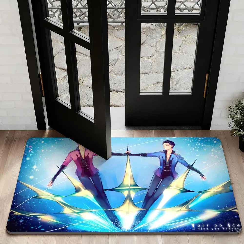

japan Y-Yuri on IceS Anime Floor Mat Diatom Bath Mat Absorbent Quick Dry Non-Slip TPR Backing Soft Plush Draining Rugs