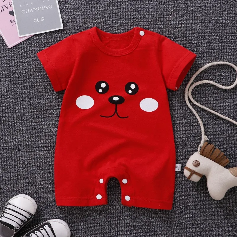 0-24month Baby Clothes Summer Short Sleeve Climbing Clothes Onesie Toddler Costume Cartoon Printed Cotton Babies Jumpsuit Pjs