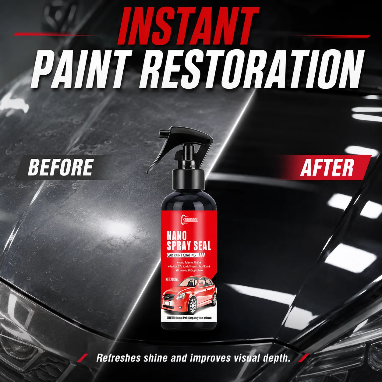 200ml Nano Spray Seal, Car Ceramic Coating Spray, Instant Paint Restoration, Refreshes Shine & Protect Auto Paint Surface
