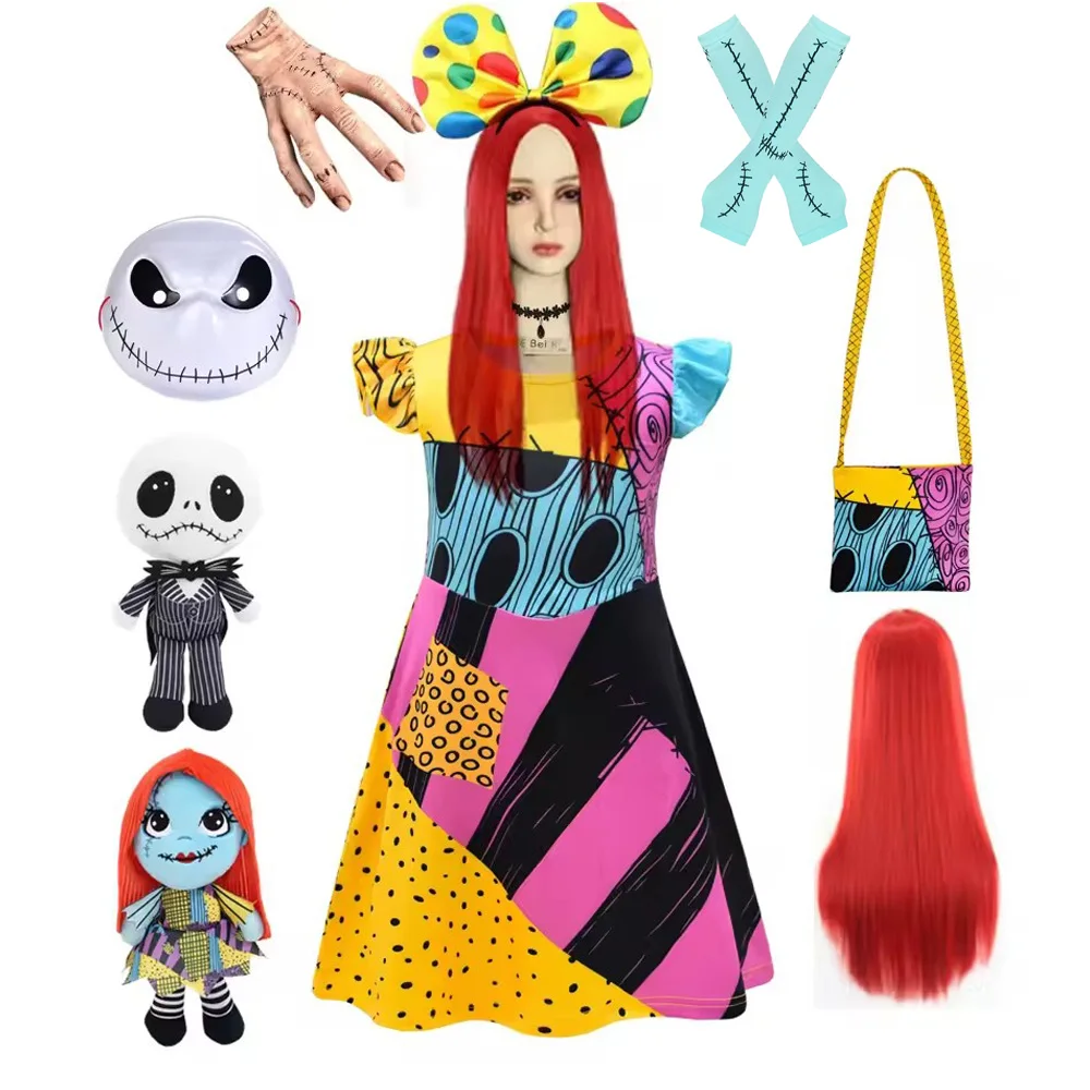 

Sally Costume Kids Baby Girls Halloween Costumes Cosplay Dress Nightmare Before Xmas Children Carnival Princess Party Clothes