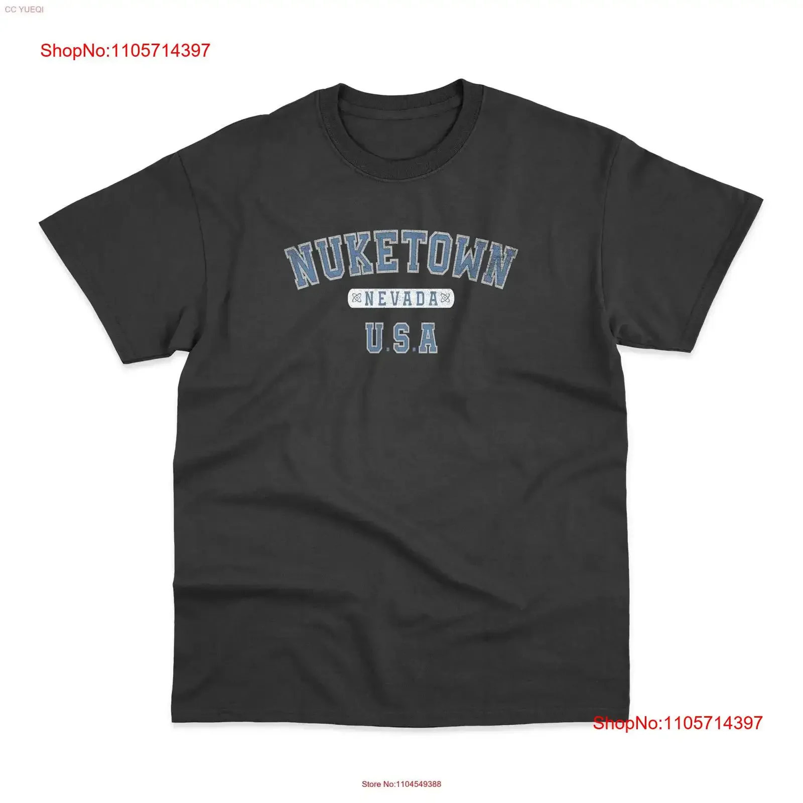 Nuketown Varsity Ops Style Game Black T Shirt vintage Washed graphic Comfortable Slightly Casual Top For Everyday Wear