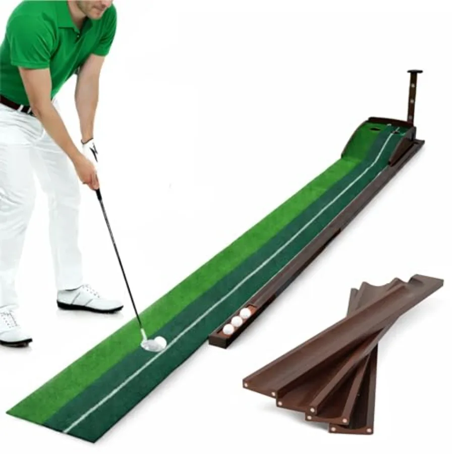 

Golf Putting Mat Practice Putting Green Indoor Non-Slip Smooth Surface for Indoor and Office Automatic Ball Return Golf Practic