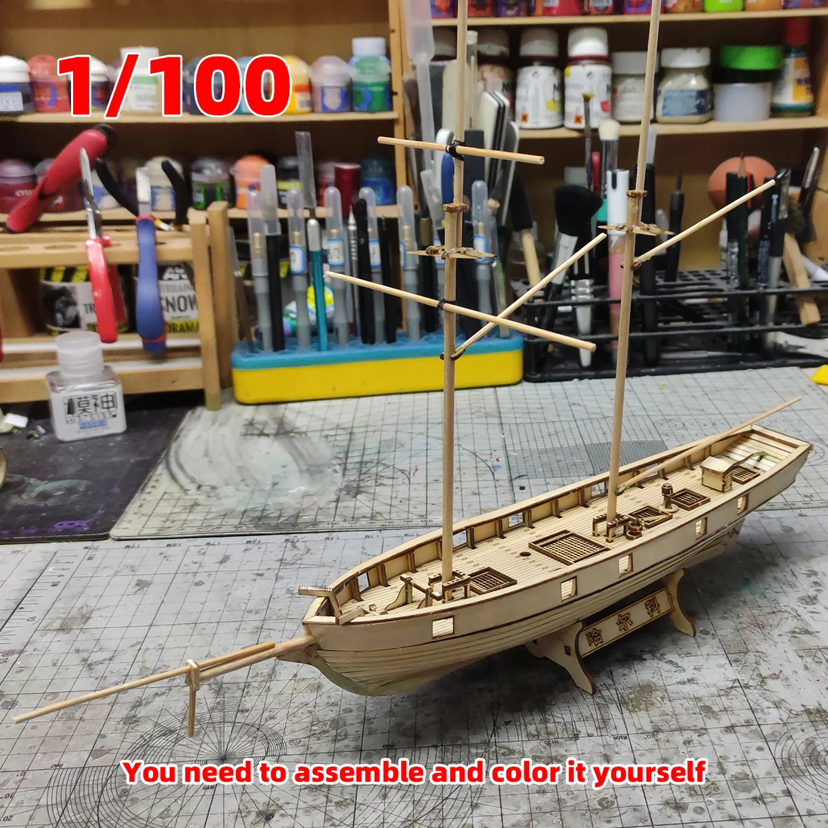 1/100 Baltimore Schooner Halcon 1840 Handelsschiff klassisches Segelboot Galeonen-Holzmodellbausatz im Maßstab 1:100 – Detail 5