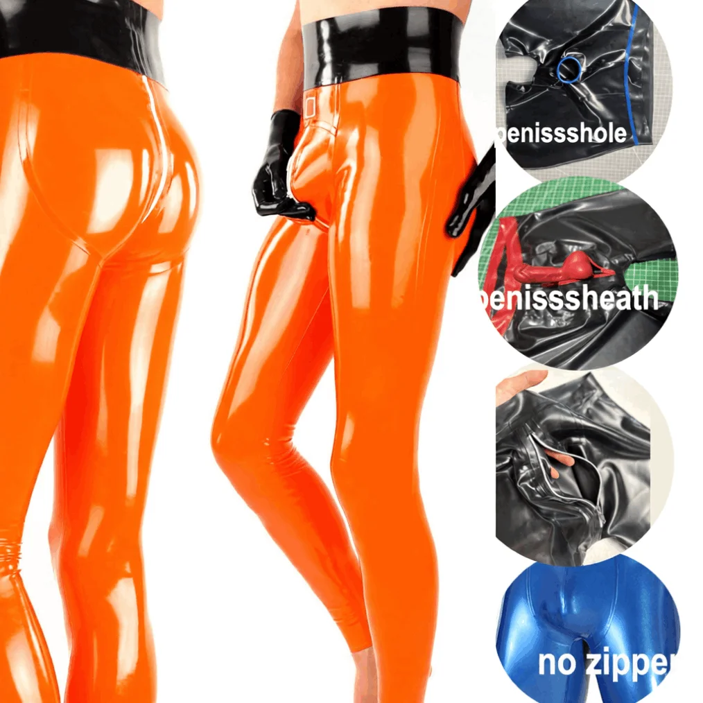 

Men's Customized Latex Soft Trousers - Handmade Sexy Rubber Leggings with Zipper Long Fetish Club Pants