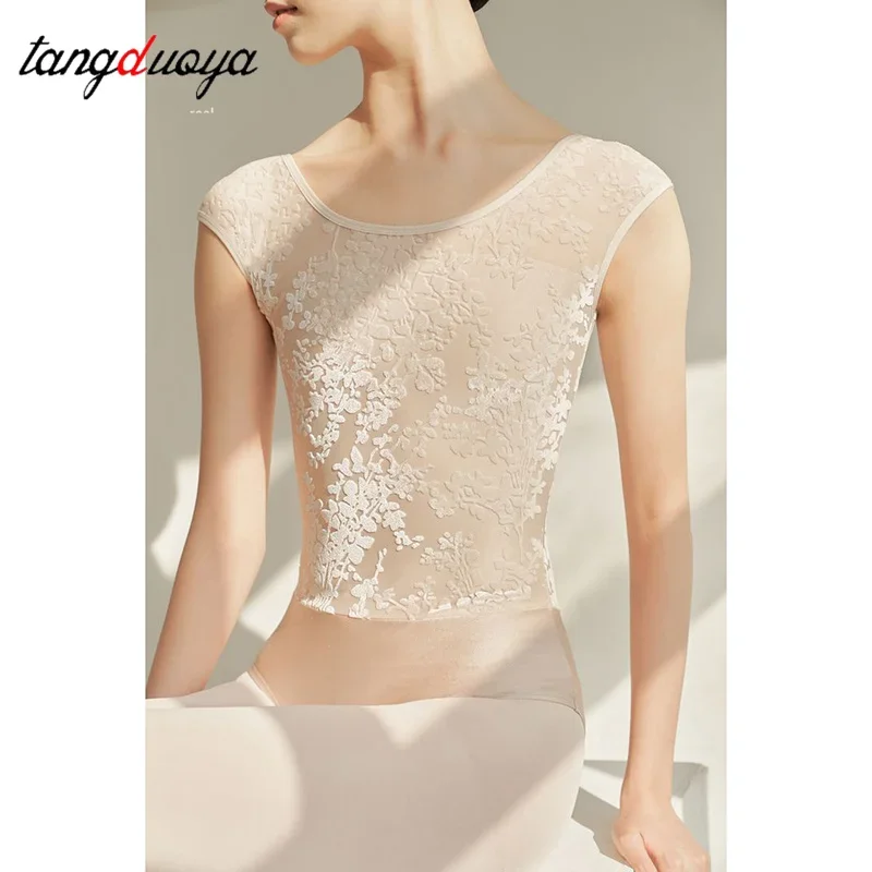 رداء رقص الباليه المرأة أنيقة الدانتيل نمط ممارسة الباليه الرقص الملابس المهنية فريق الرقص الجمباز المعطف #2