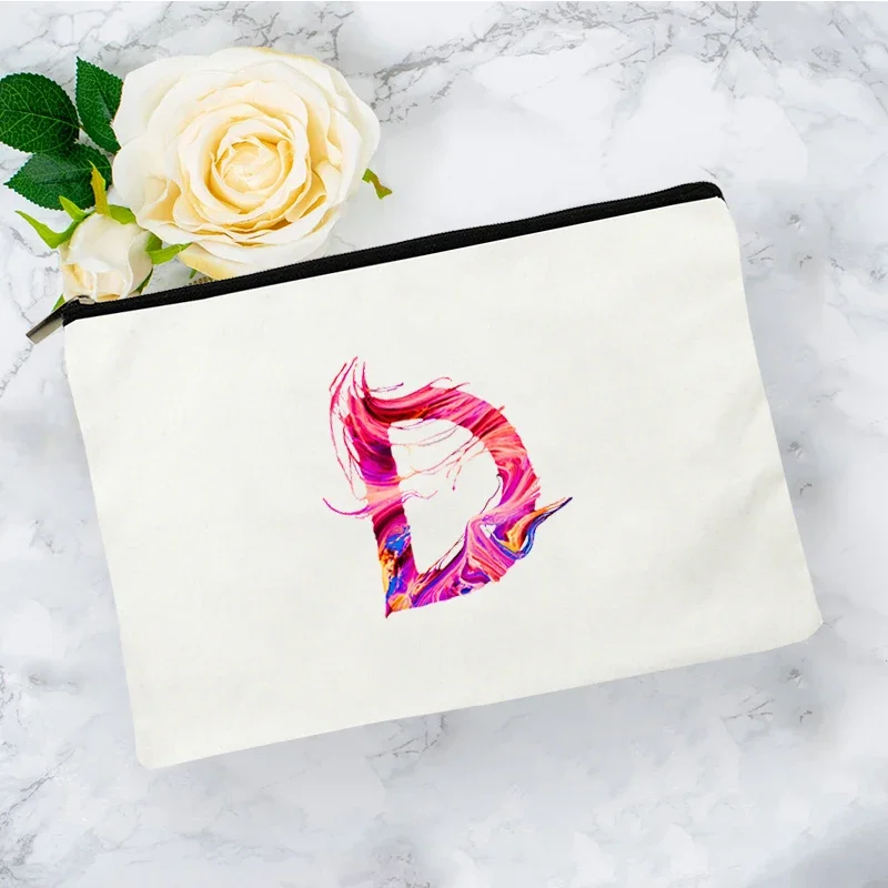 Bolsa organizadora de maquillaje para mujer, Mini bolsa de viaje Kawaii de almacenamiento con letras artísticas, envío gratis