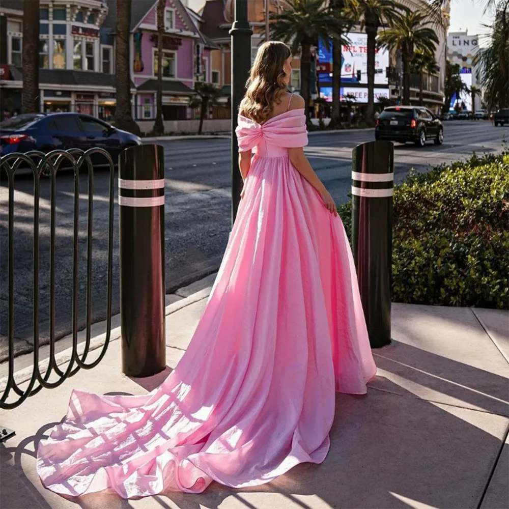 Classico semplice rosa lunghezza del pavimento abito da sera formale a-line con spalle scoperte senza maniche Princess Robes De Soirée muslimex governad 6.