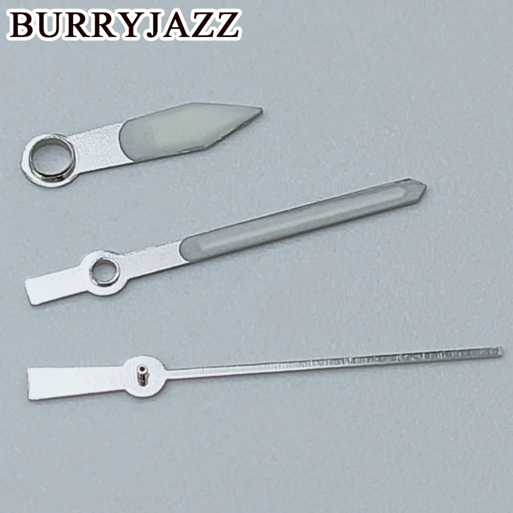 BURRYJAZZ-manecillas de reloj NH35, NH36, NH38, 7S26, 7S36, 4R35, 4R36, plata, oro rosa, manos de pistola, verde luminoso