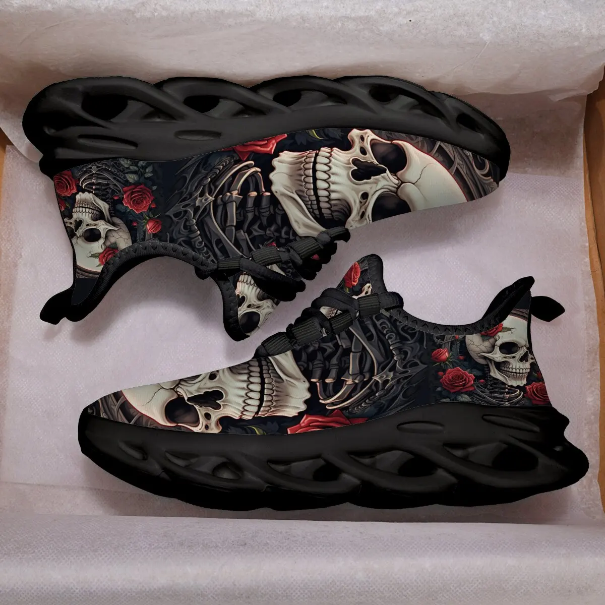 

Kids Sneakers Anti-skid Shoes for Boys Black Casual Children Shoes with Fashion Running Walking Lightweight Skull Pattern