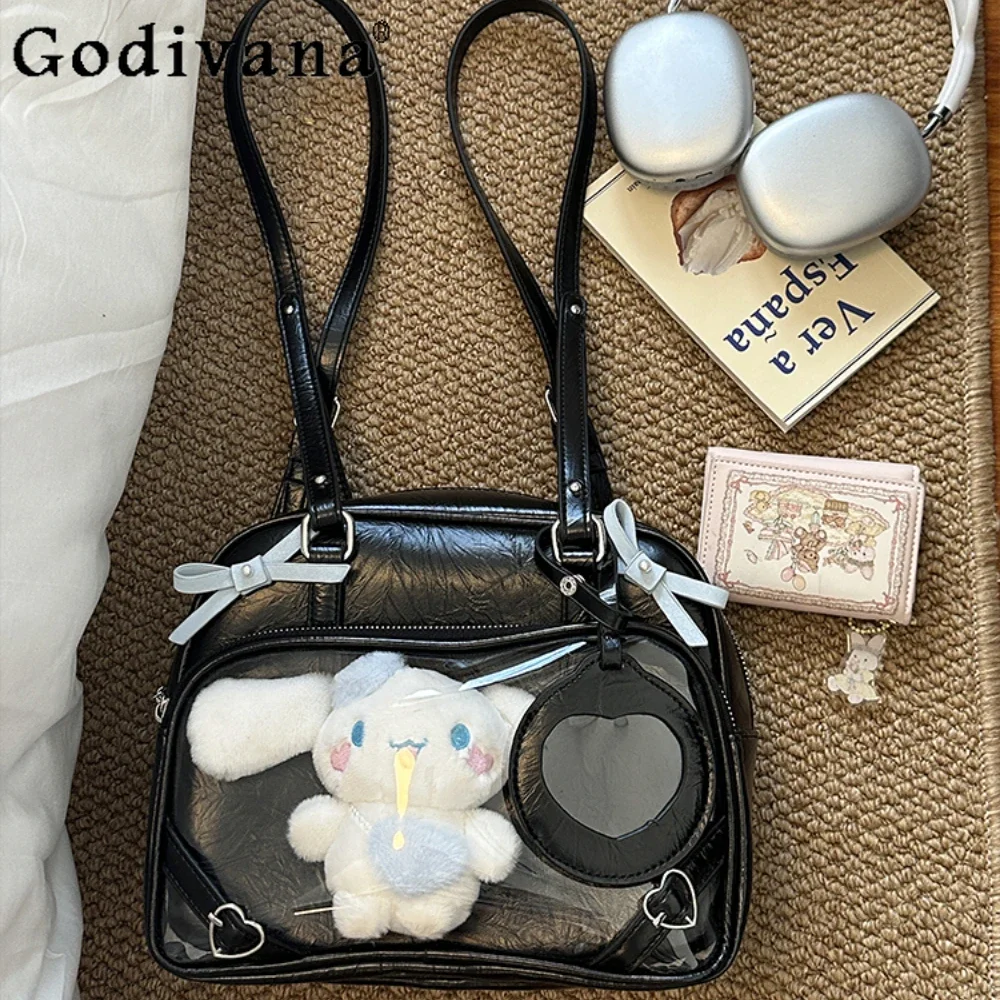 

Japanese Cute Transparent Shoulder Bag Itabag Cute Trendy Commuting Handbag Bags Large Capacity Black Backpack Schoolbag