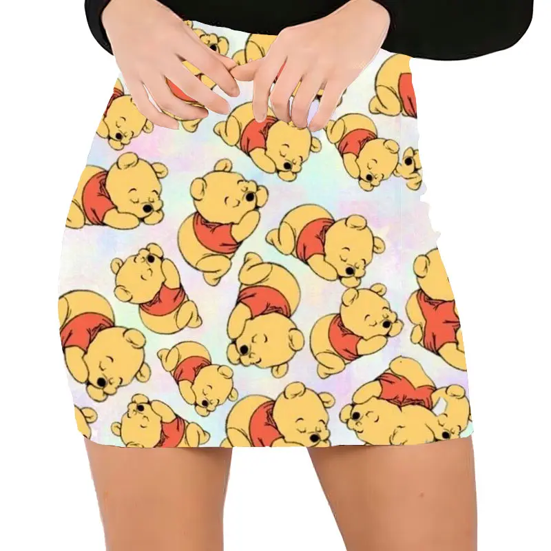 Summer Disney brand Mickey Minnie and Winnie the Pooh girl exquisite micro-elastic slim sexy package hip skirt Y2K