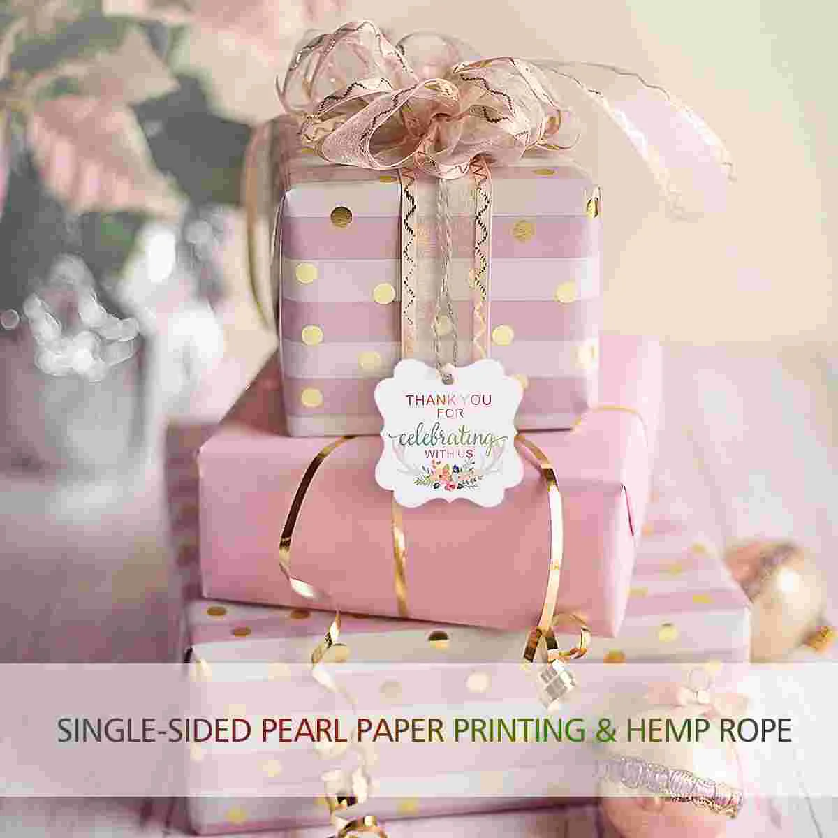 50 buah kartu ucapan pernikahan suvenir Terima kasih hadiah indah cetak Hangtag kue