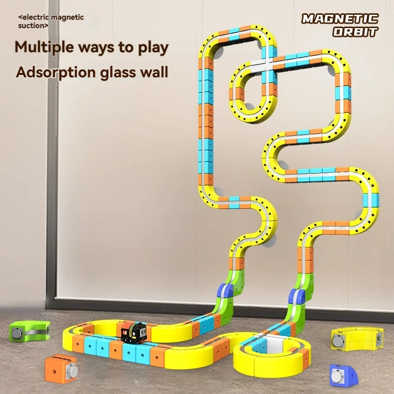

ElectricAnti-gravity Children's Magnetic Track Car Boys And Girls Toy MagicalCube Magnetic TransformableBuilding Block Track Car