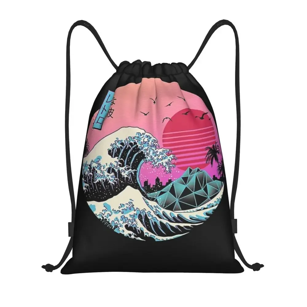 Водонепроницаемый уличный пляжный плавательный спортивный рюкзак на шнурке с индивидуальным именем, отличный ретро-волновой органайзер, сумка для хранения в тренажерном зале