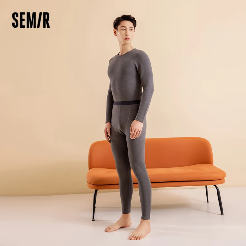 Semir Underwear Set Men Lightweight and Comfortable Thick Base Layer Inner Wear Slim Fit Autumn Underwear Simple Versatile