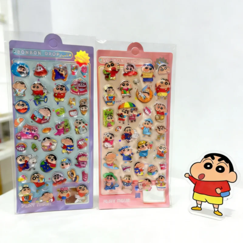 

New Kawaii Crayon Shin Chan Cartoon 3D PET Relief Water Sticker Cute DIY Mobile Phone Case Decoration Sticker