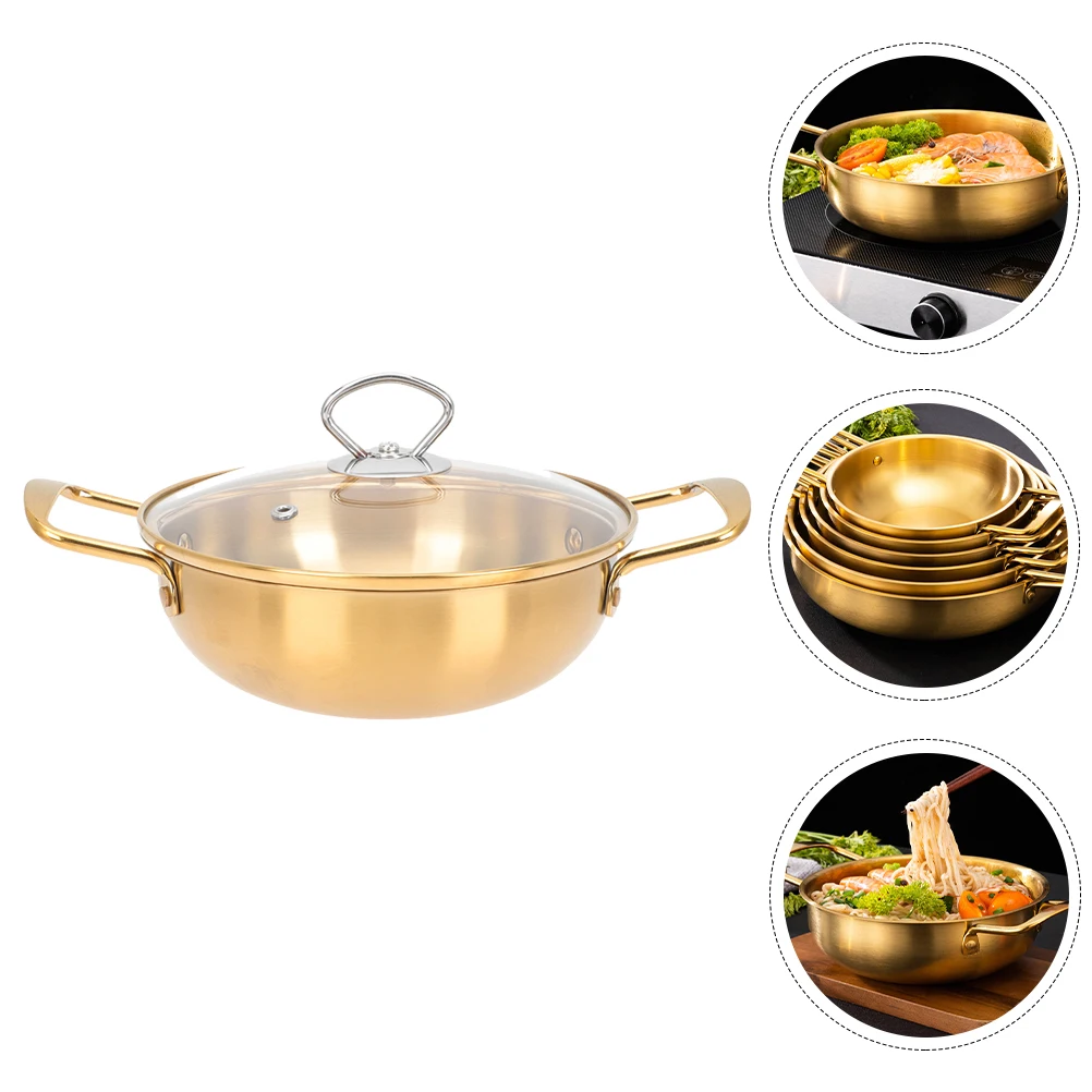 

Double Ear Induction Cooker Soup Pot Cooking Pan with Lid Ramen Noodle for Stove Stew Pots Lids Korean Stainless Steel