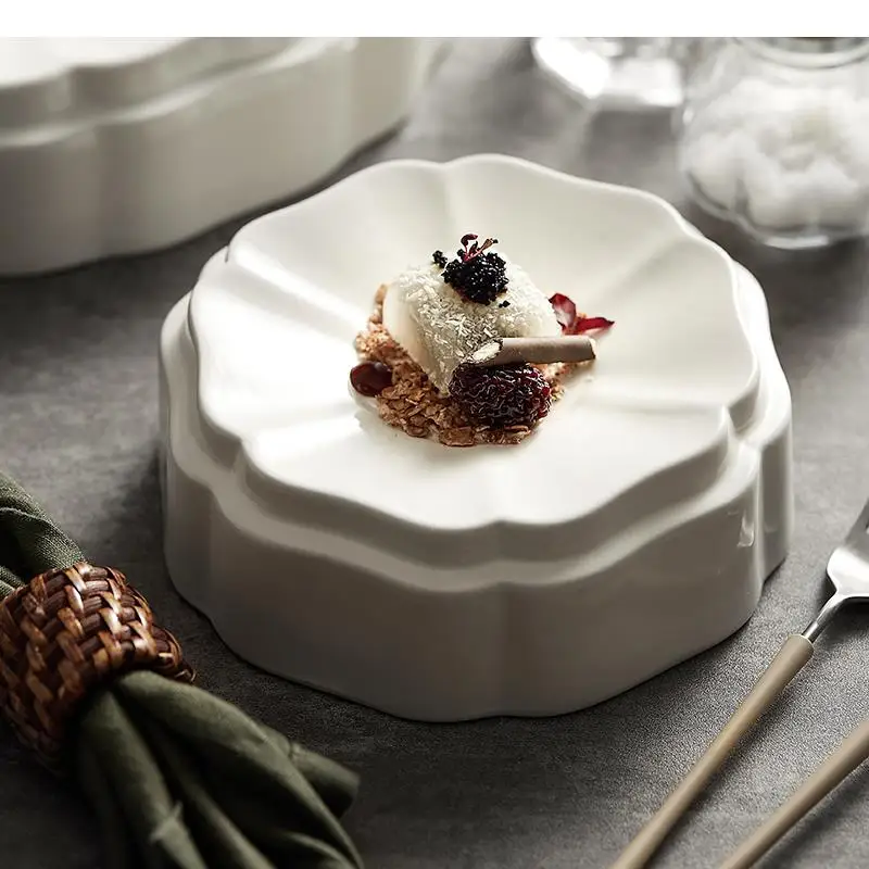 

new Ceramic Bread Dessert Plate Cooking Dish Restaurant Irregular Shape Solid Color Tableware Snack Tray Sashimi Sushi
