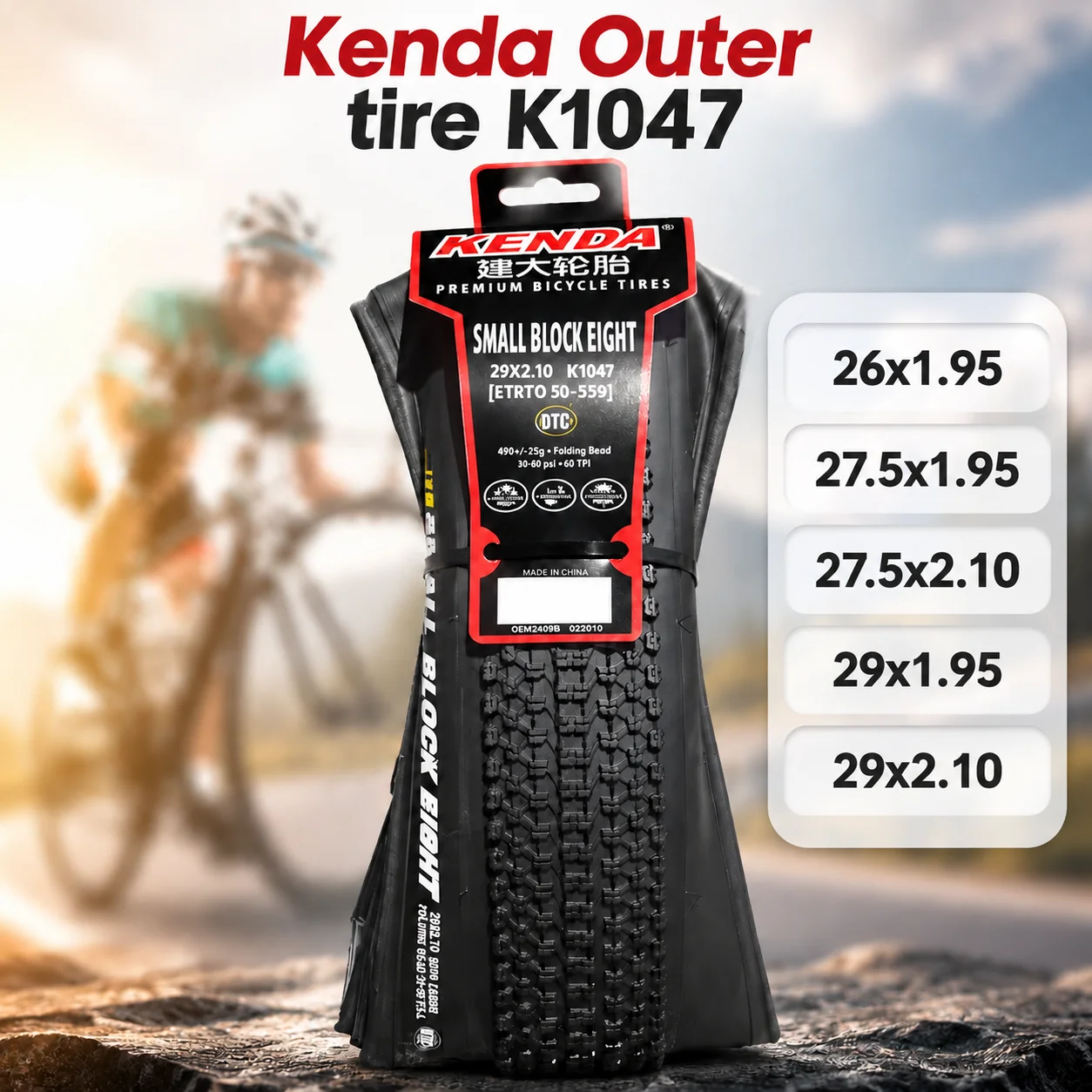 Kenda K1047 Mountain Bike Tire Foldable Small Block Eight 26 27.5 29 Inch 1.95 2.1 for XC Cycling Road MTB Bicycle Wheel Part
