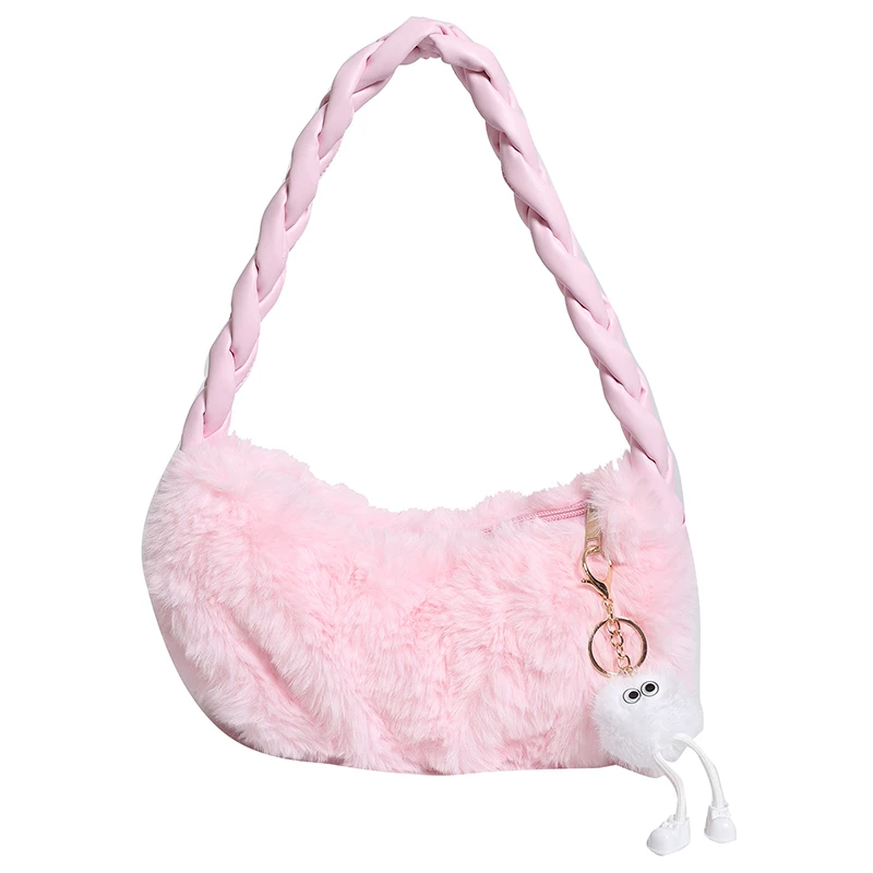 

Hot Sale Large Capacity Exquisite Crossbody Bags Plush Solid Color Shoulder Bags 2025 Autumn Winter Simple Ladies Bags