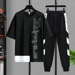 Men's Clothing Alphabet Pants Sets Jogger Tracksuit 5xl Gym Top White Sports Suits Chic T Shirt Man Stylish Original Brands Cool