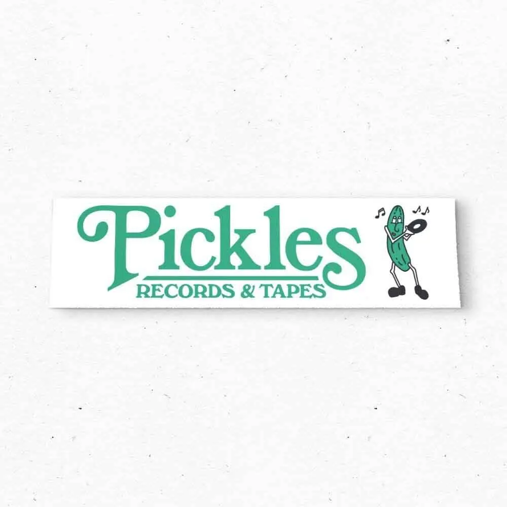 PICKLES Records & Tapes Bumper Sticker - Omaha NE Vintage Style WHITE Decal 80s - Bumper Stickers - Car Stickers