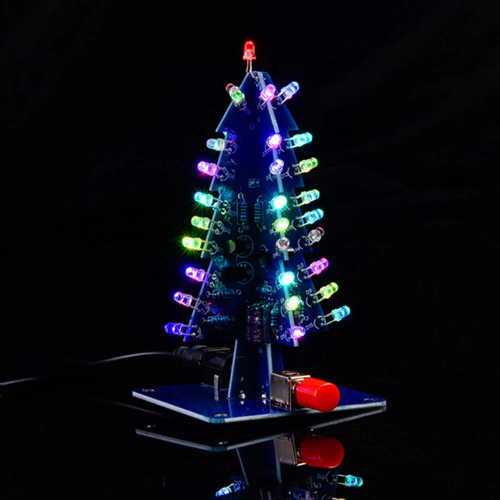 Three-Dimensional 3D Christmas Tree LED DIY Kit 7 Colors LED Flash Circuit Kit Electronic Fun Suite