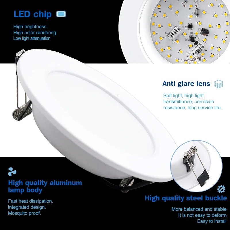 Imagem -04 - Recesso Lâmpada do Teto Led Painel Down Lights Downlight para Sala de Estar Iluminação ac 110v 220v dc 12v 24v 5w 9w 12w 15w