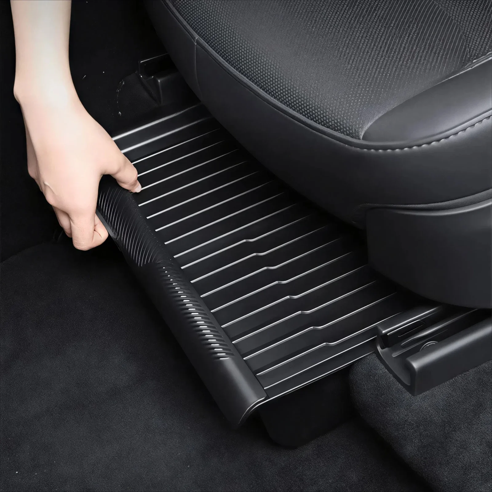 

CNSPEED Under Seat Storage Box TPE Hidden Organizer Tray Space Box with Lid For Tesla Model Y 2020 2021-2024 Juniper 2025-2026