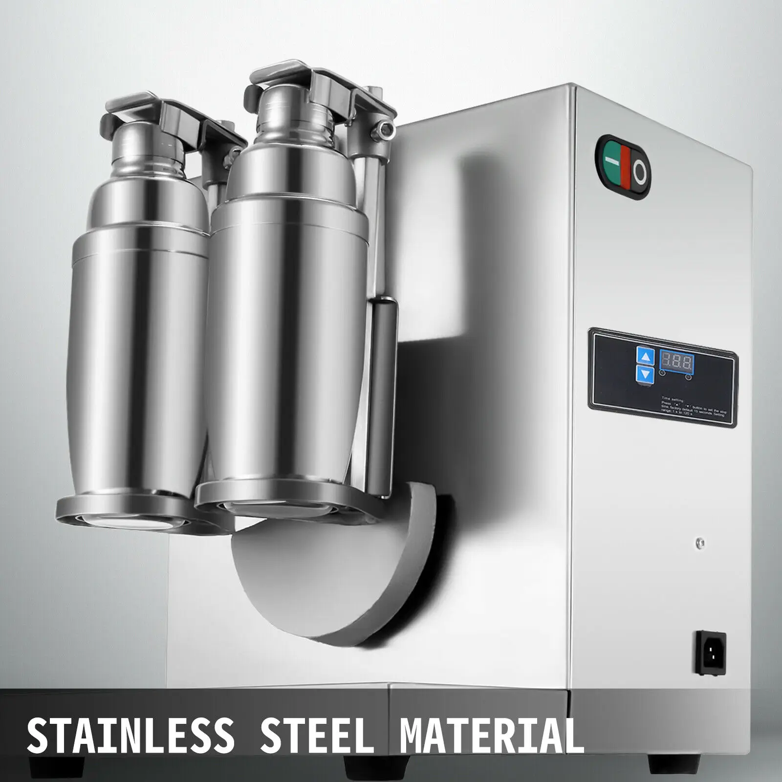 Electric Milk Tea Shaker Machine 120W 400r/min Stainless Steel Double-Cup Auto for Restaurant Coffee Shop Food