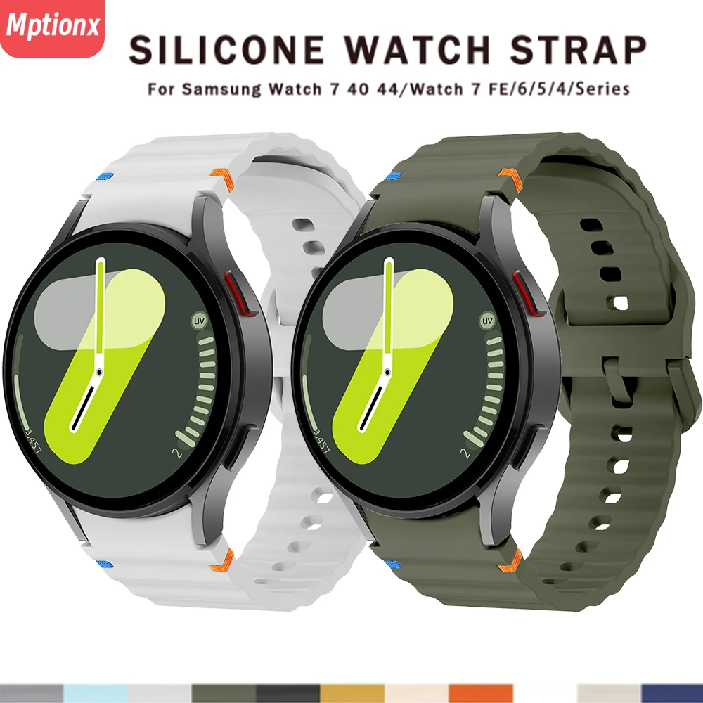 

Original Silicone Strap for Samsung Watch 7/6/5 pro 44mm 40mm 45mm FE Sport Bracelet For Galaxy Watch 6Classic 43mm 47mm band