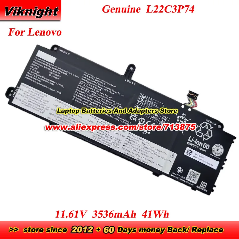 

Genuine L22C3P74 Battery 11.61V 3536mAh 41Wh for Lenovo ThinkPad X13 Yoga Gen 4 SB11H56272 5B11H56371 SB11M89854 5B11M90053