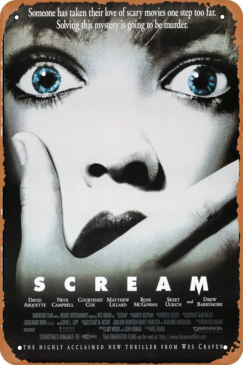 Scream - 1996 Horror Movie Poster Vintage Metal Tin Sign Retro Style Wall Plaque Decoration Gifts for Men Women 8x12 inch sign