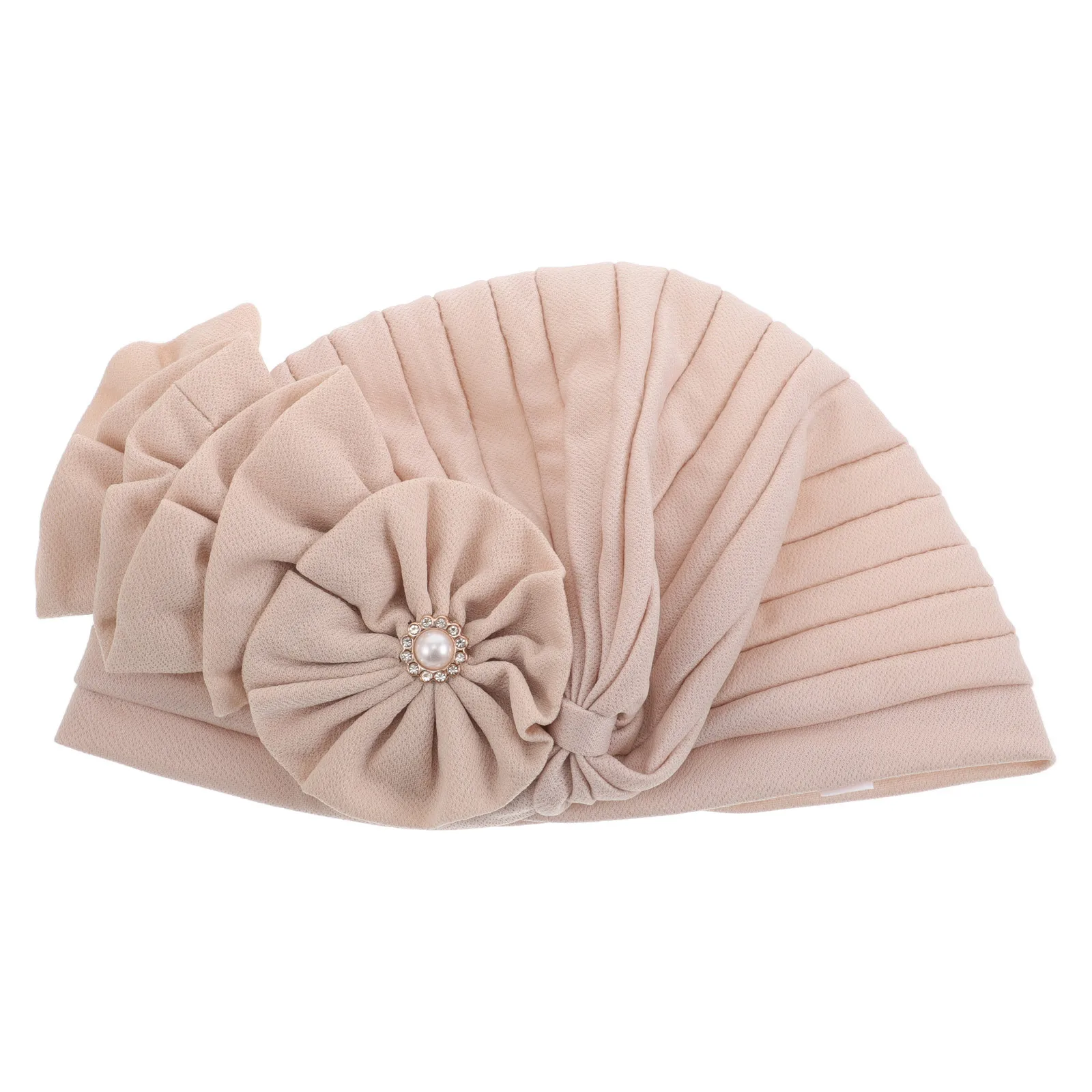 

Side Decal Headscarf Hat Handmade Fake Flower Print Beanie Coverings for Women Floral Cap Hats Muslim Wrap