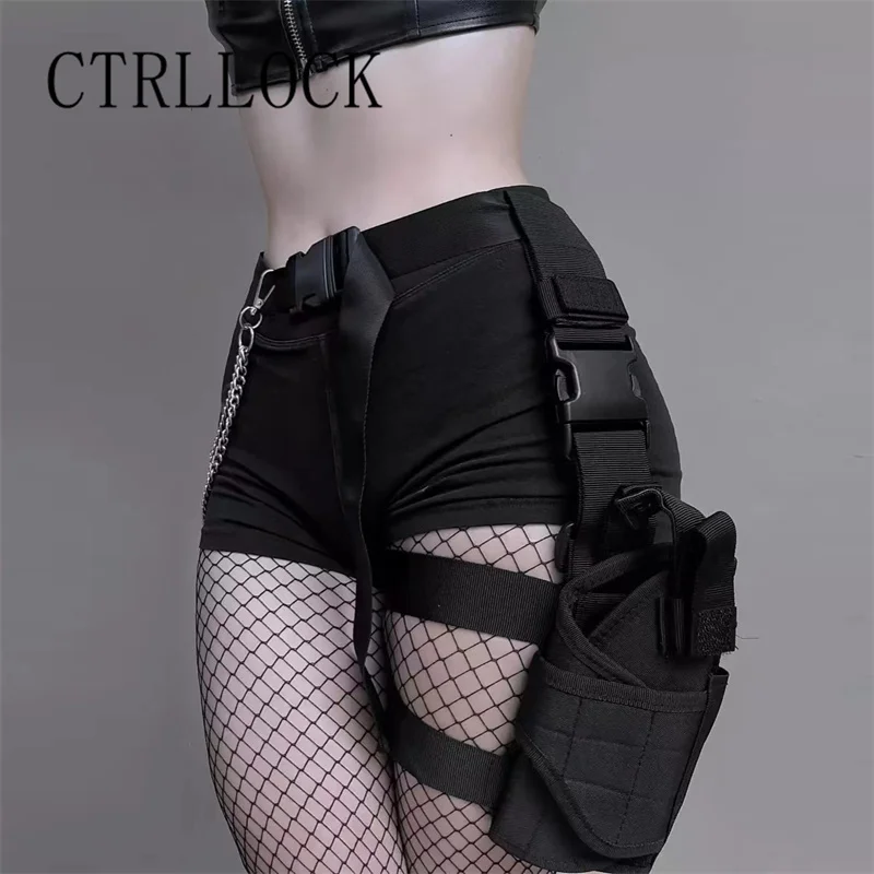 CTRLLOCK Techwear Cool Women Adjustable Buckles Leg Bag Casual Waist Belt Accessory