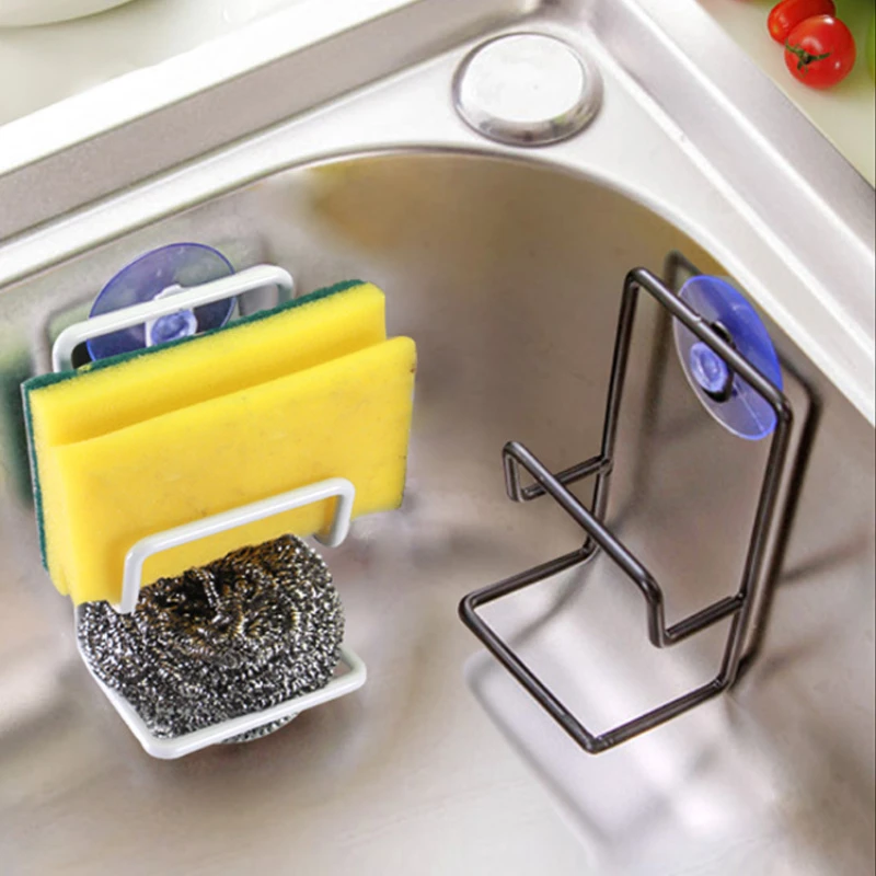 Iron Sink Drain Rack Sponge Storage Sink Faucet Hanging Sponge Holder Sink Soap Stand Rack Kitchen Bathroom Storage Organizer