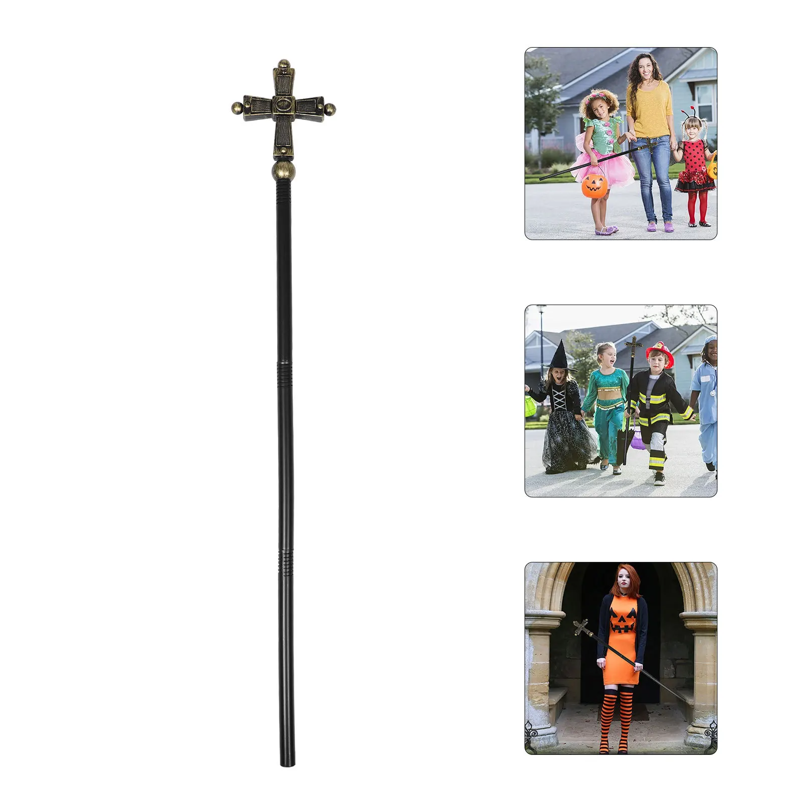 

Cross Scepter Prop Religious Costume Accessory For Halloween Masquerade Party Role Play Wizard Cosplay Adults