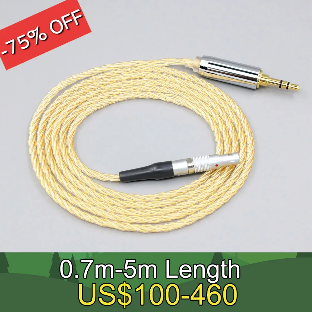 4 Core 99% 7n Pure Silver 24k Gold Plated Earphone Cable For AKG K812 K872 Reference Headphone LN008439