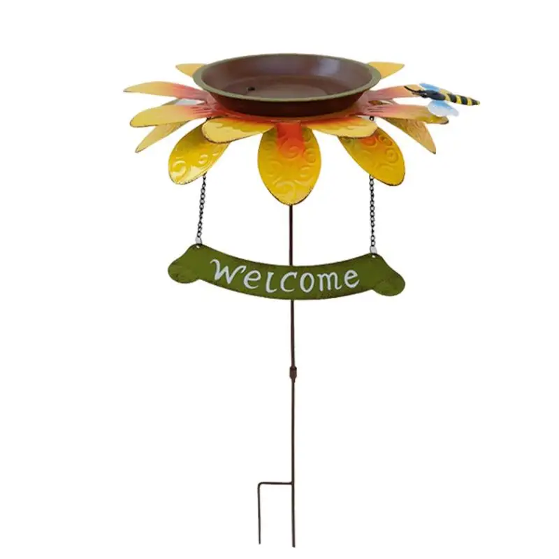 Outdoor Bird Bath Feeders Bowl Bird Bowl Tray Sunflower Bird Outdoor Feeder Garden Decor Stake For Garden Patio Gifts For Bird