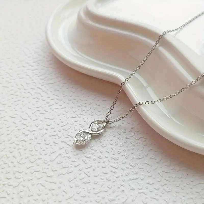 Infinity Love Heart Zirkoon Ketting-Elegant Verjaardagscadeau Voor Bonusdochter Met Zegenkaart En Geschenkdoos