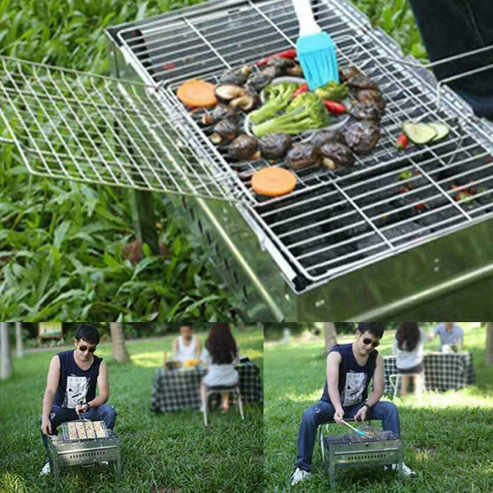 1pc Barbecue Net Silver Iron Mesh Clamp Practical Vegetable Clip Durable Grilled Fish Net BBQ Tools Kitchen Dining Bar Supplies