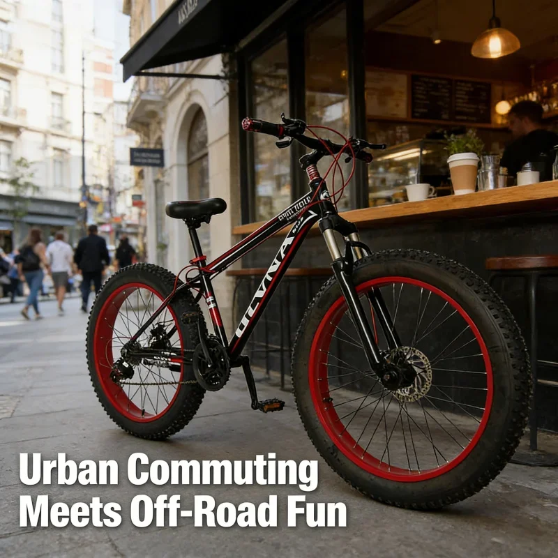 Rower śnieżny z grubymi oponami, 26 cali, czarno-czerwony, z szerokimi kołami, rower górski z przerzutkami i hamulcami tarczowymi dla studentów.