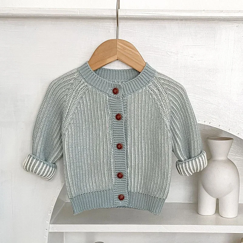 2026 ربيع جديد فتيات صغيرات يتدربن على المشي الفتيان الحياكة سترة سترة الوليد طفل الفتيات الفتيان سترة معطف 0-3 سنوات ملابس الأطفال