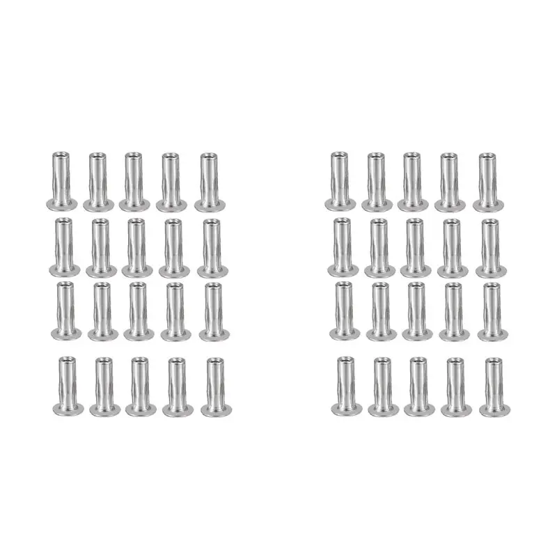YLS-M5 Multi-Grip Rivet Nuts, 40Pcs Threaded Insert Nut 304 Stainless Steel Plus Nuts Construction Fasteners For Industrial